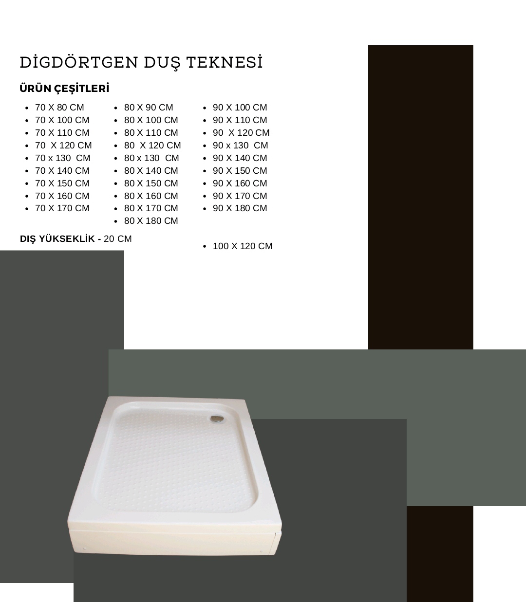 Dikdörtgen Duş Teknesi