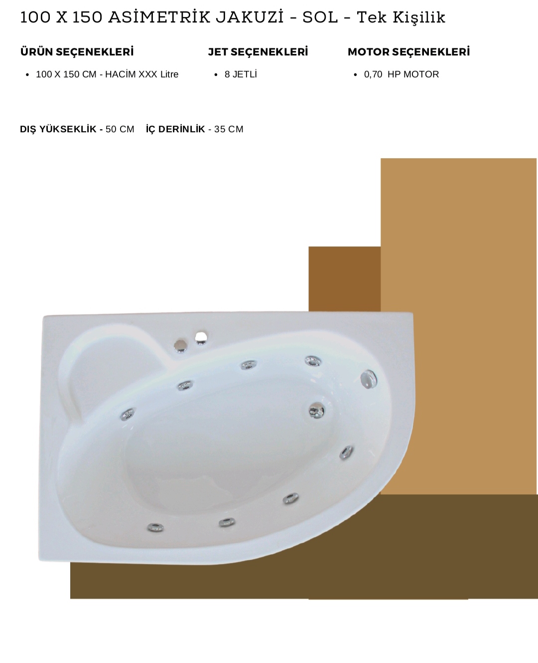 100×150 Asimetrik Sol Jakuzi