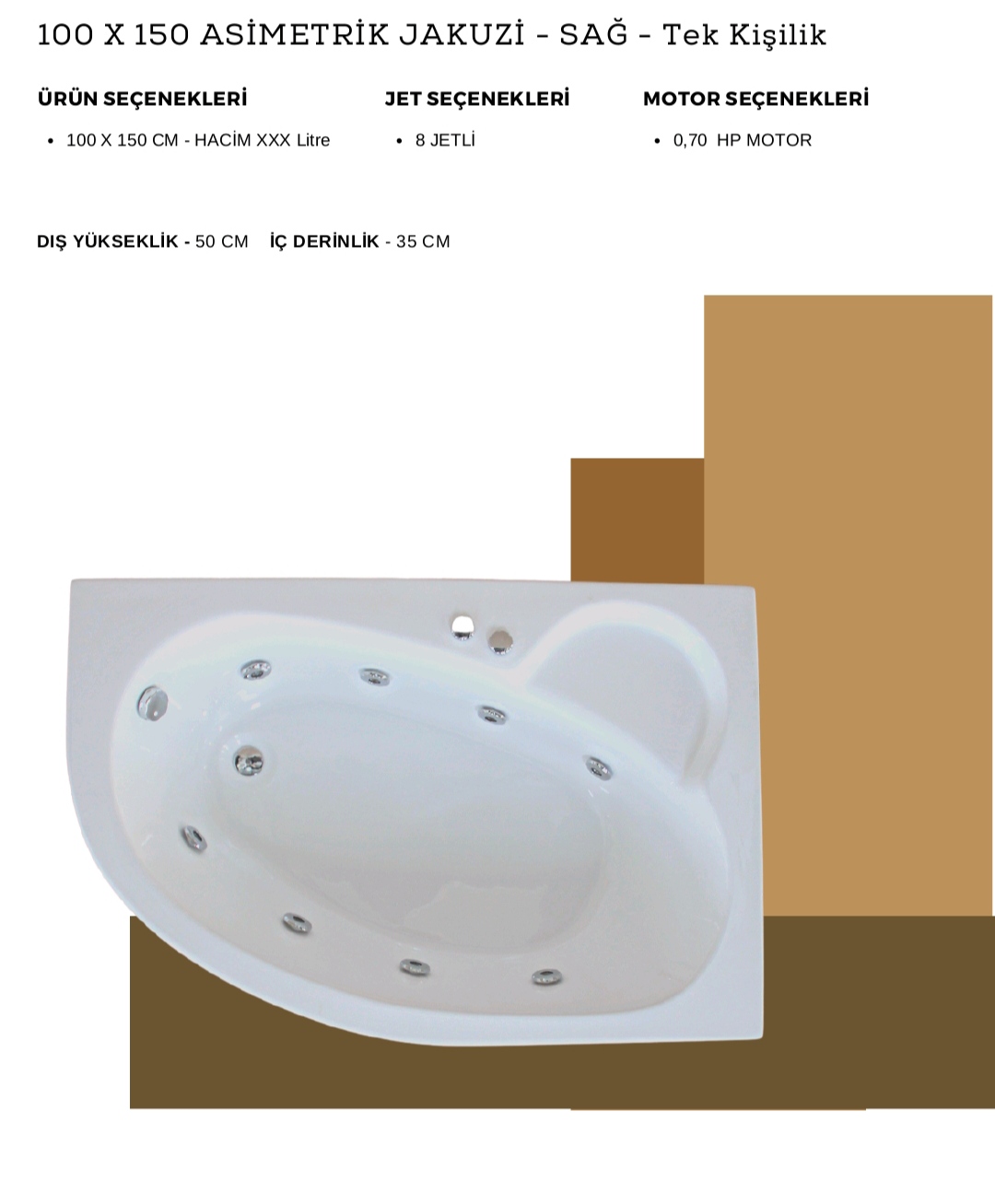 100×150 Asimetrik Sağ Jakuzi