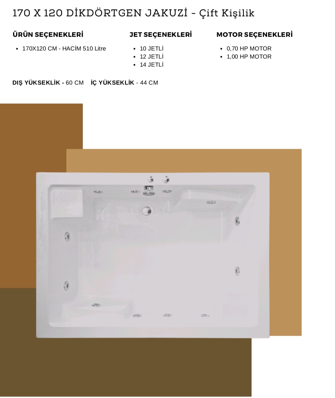 170×120 Çift Kişilik Jakuzi
