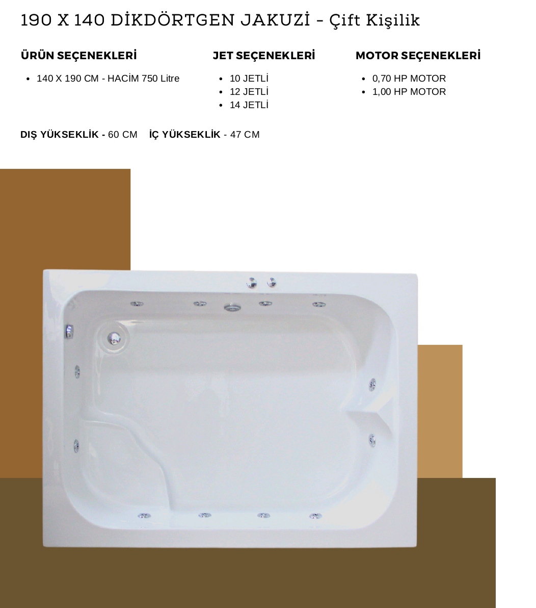 190×140 Çift Kişilik Jakuzi