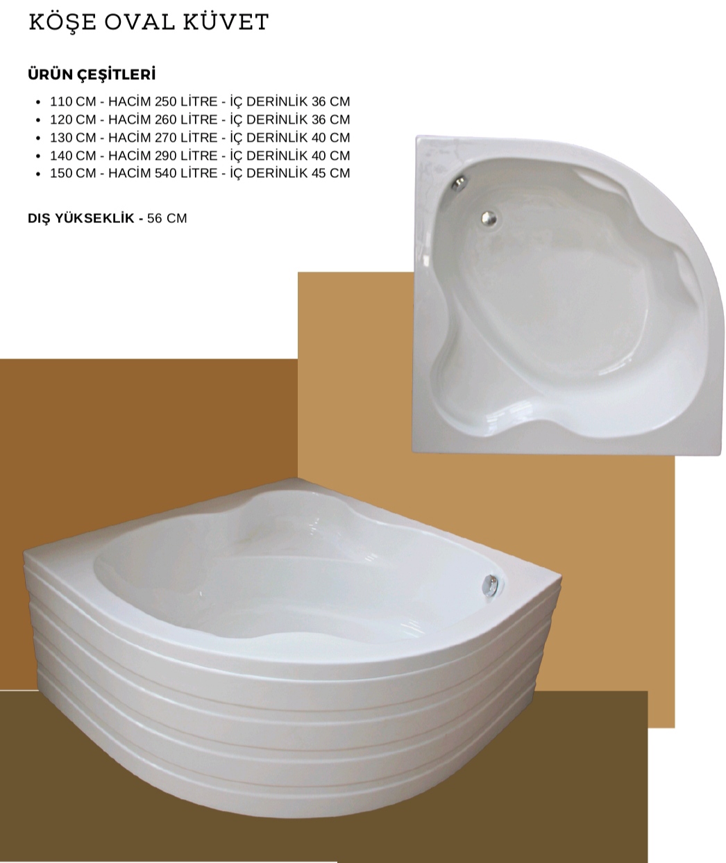 120×120 Köşe Oval Küvet