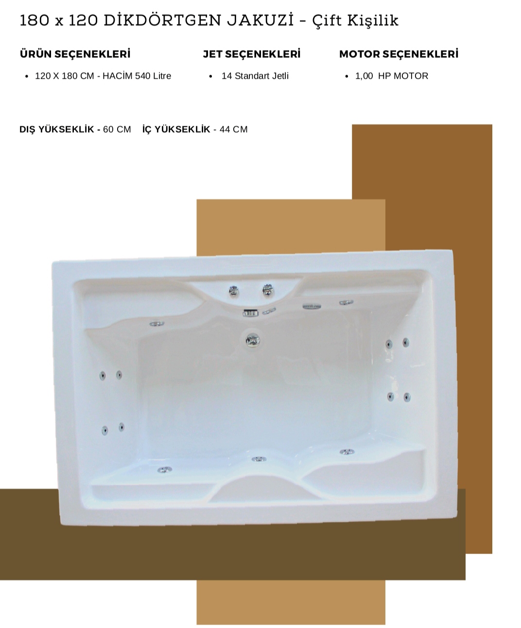 180×120 Çift Kişilik Jakuzi