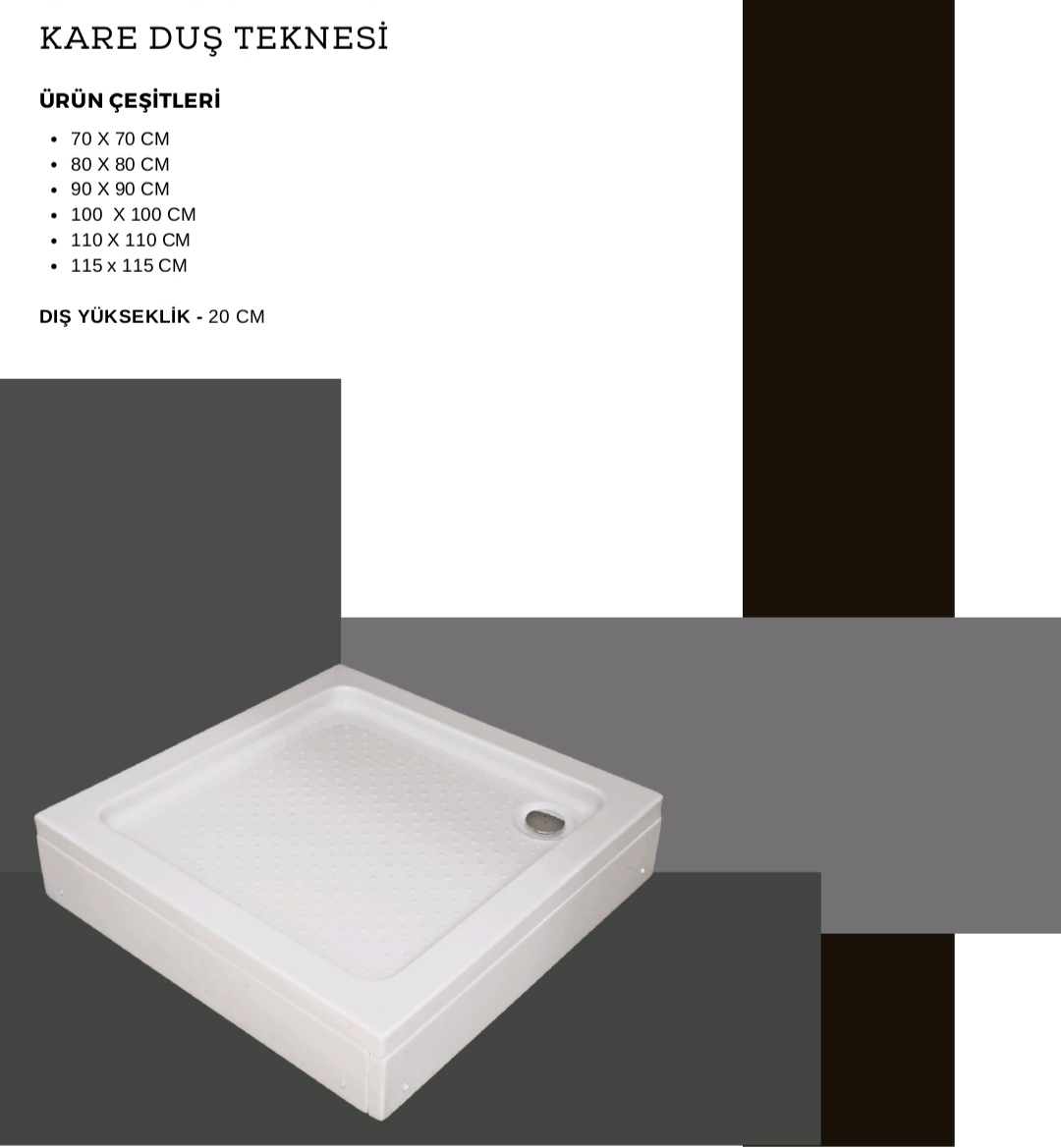 90*90 Kare Duş Teknesi